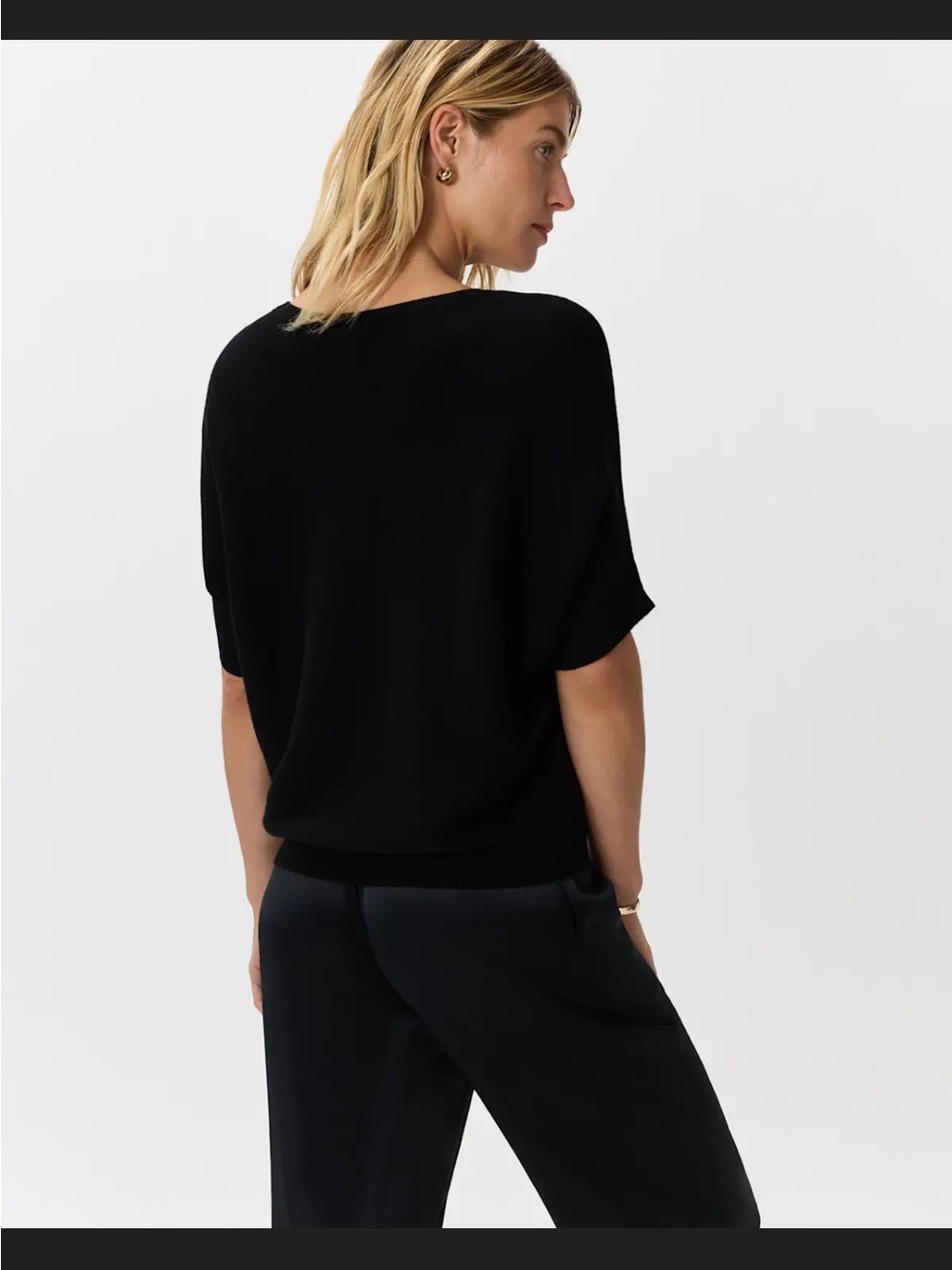 QUINCE Cotton cashmere link-stitch dolman sweater size M - Picture 2 of 6